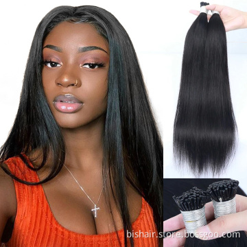 Wholesale Double Drawn Italian Keratin Prebonded i Tip Hair Extensions Brazilian Virgin Human Hair Extension
